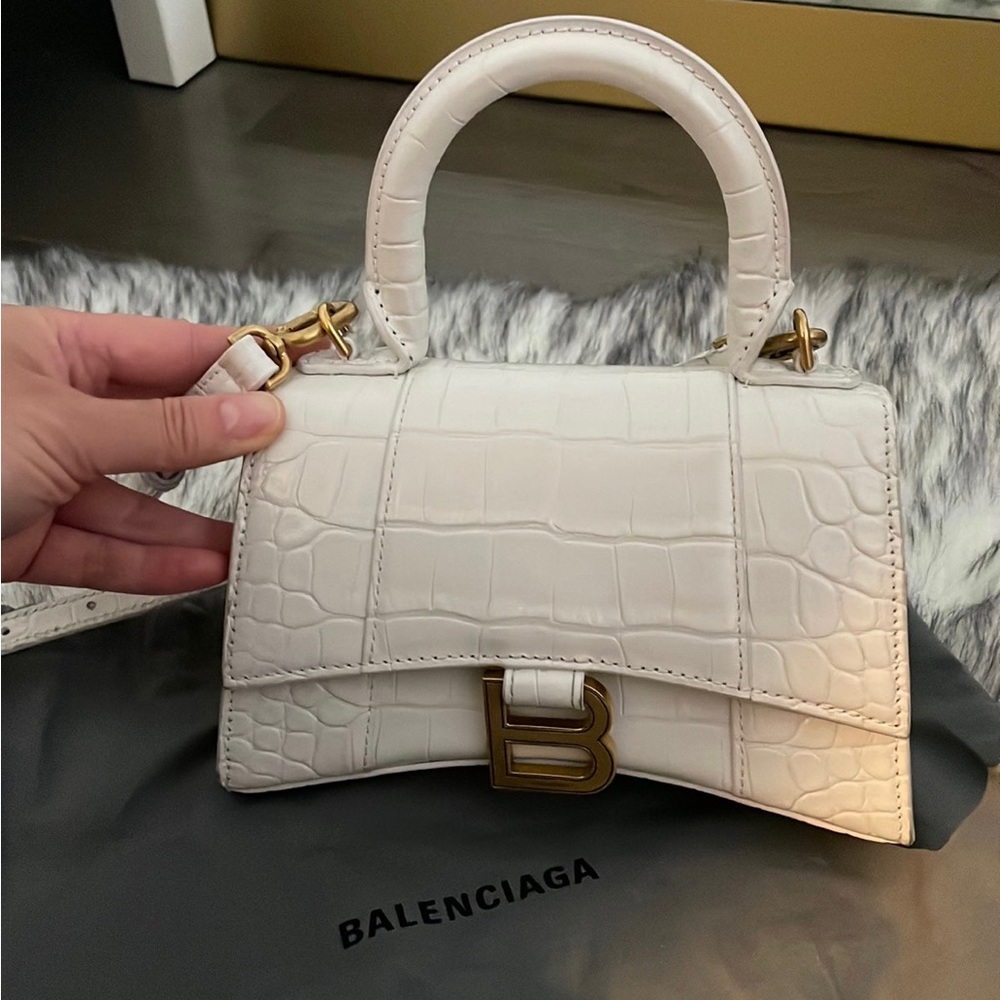 Balenciaga Small Hourglass in White Croc